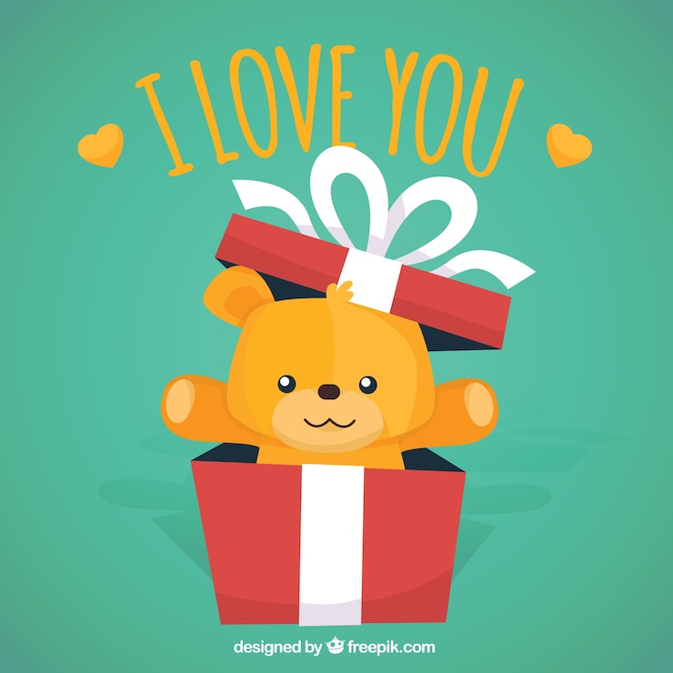 Vector gratuito osito de peluche de regalo de valentín