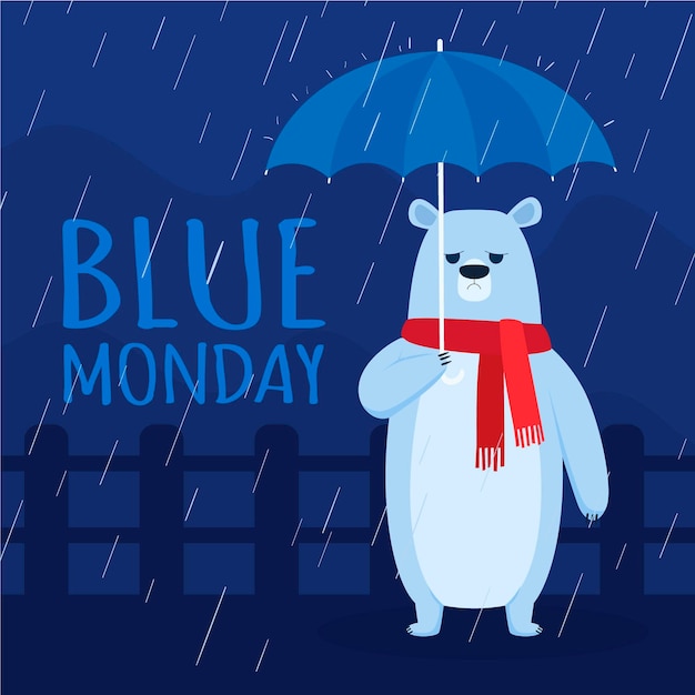 Oso deprimido el lunes azul