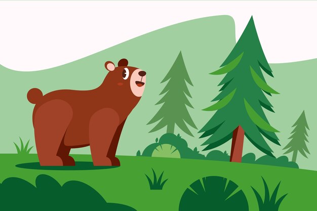 Oso dibujado a mano ilustración plana