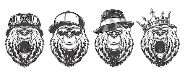 Vector gratuito oso de estilo logo vintage