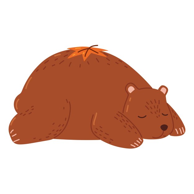 oso y hoja de otoño icono vector aislado