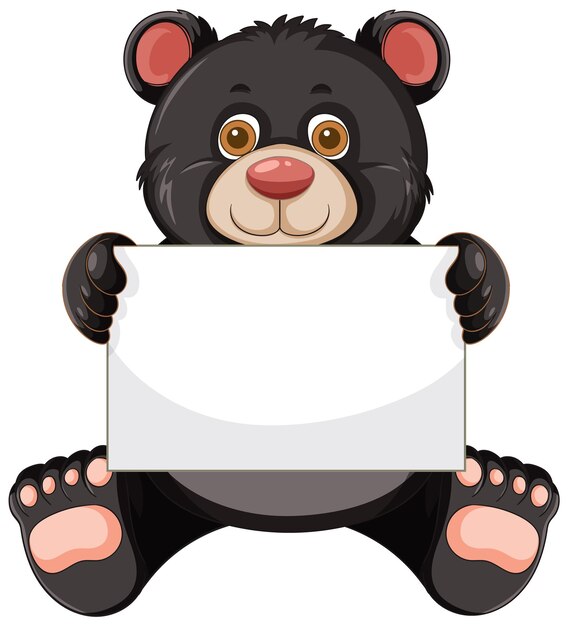 Un oso lindo con un letrero en blanco