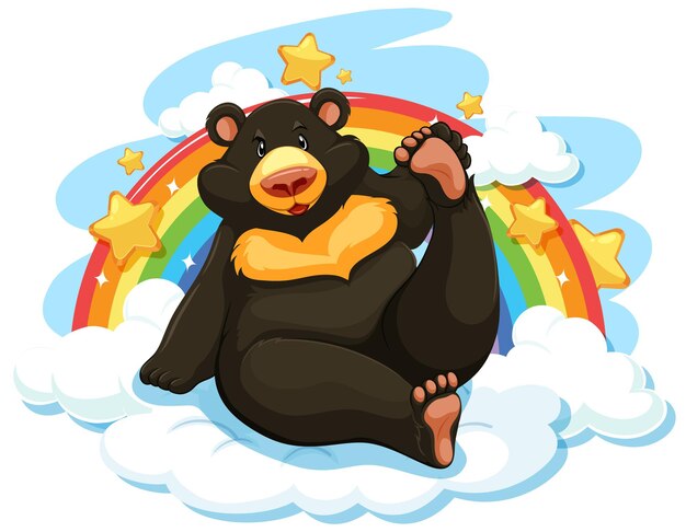 Oso negro en la nube con arco iris