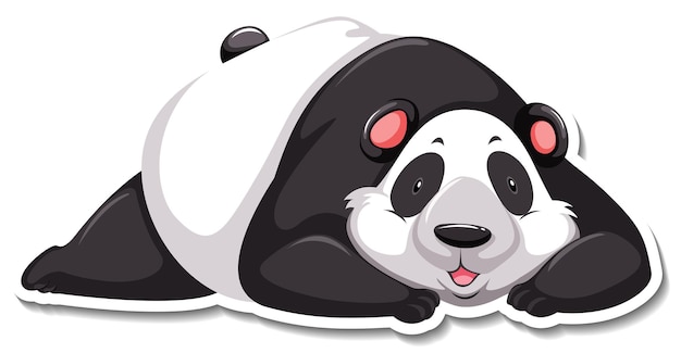 Oso panda acostado personaje de dibujos animados pegatina