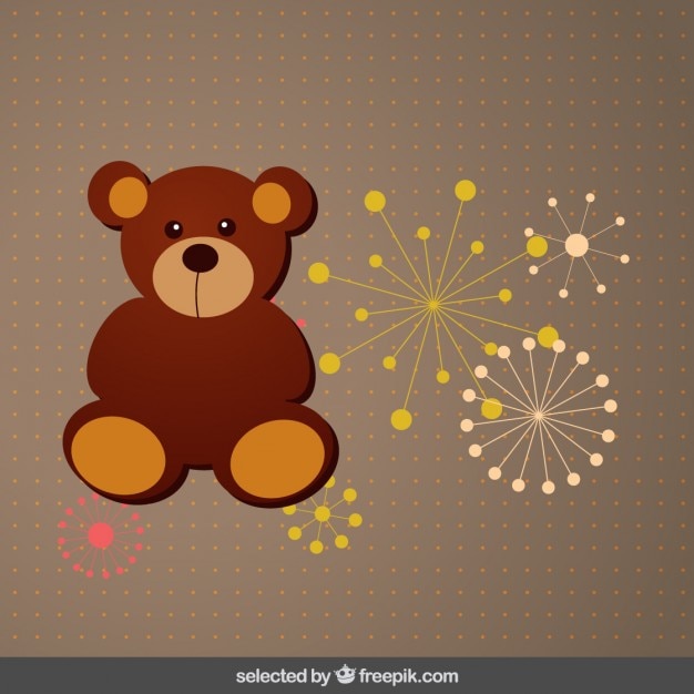 Vector gratuito oso de peluche con el fuego artificial