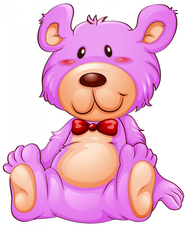 Vector gratuito un oso de peluche rosa sobre fondo blanco