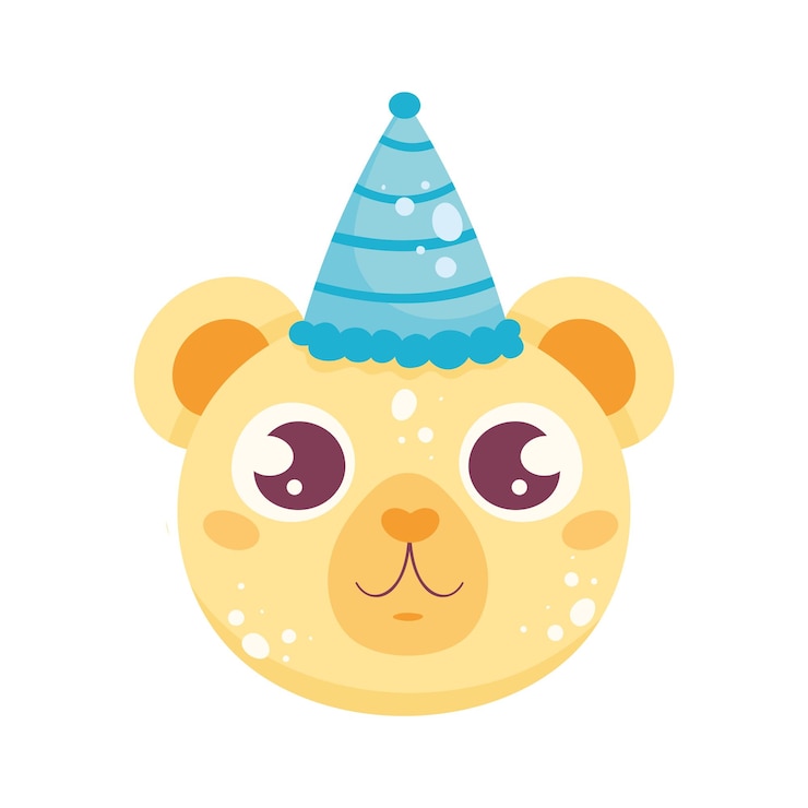 Vector gratuito oso con sombrero de cono