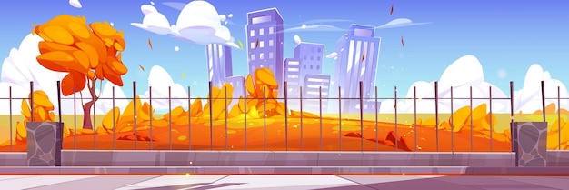 Vector gratuito otoño ciudad horizonte urbano fondo rascacielos