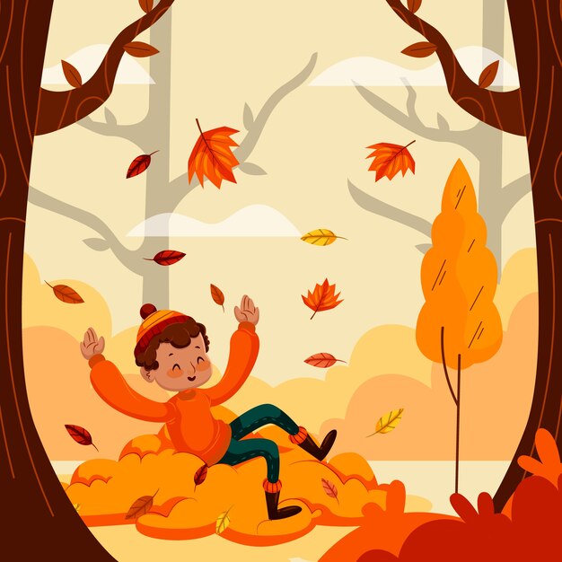 Otoño dibujado a mano ilustración plana