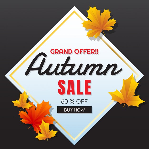 Otoño de la venta de plantilla de banner Vector de fondo