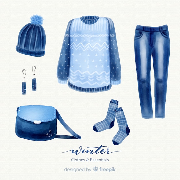 Vector gratuito outfit invierno dibujado a mano