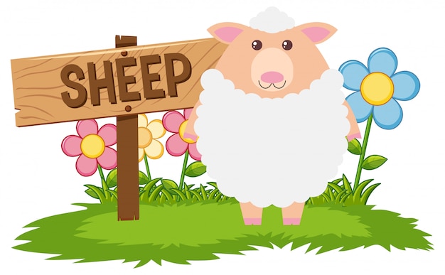 Vector gratuito oveja blanca en la granja