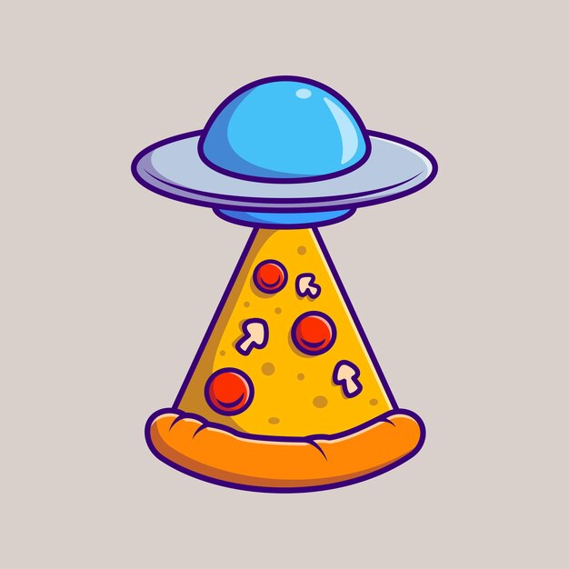 OVNI atrapando Pizza dibujos animados Vector icono ilustración ciencia comida icono concepto aislado Premium plano