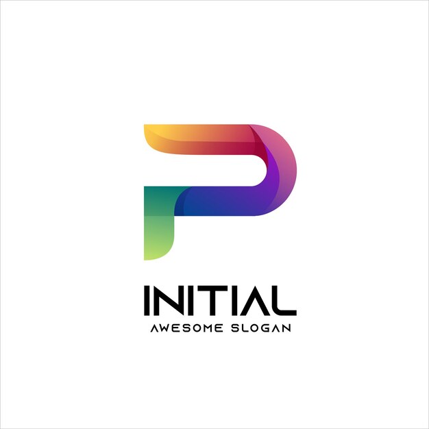 P letra logo degradado inicial colorido
