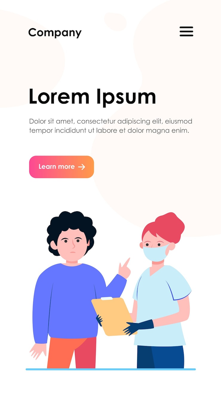 Vector gratuito paciente consultorio médico. hombre que consulta a su médico con mascarilla. examen médico, concepto de atención médica para el diseño de sitios web o páginas web de destino