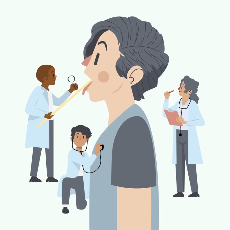 Vector gratuito paciente ilustrado tomando un examen médico