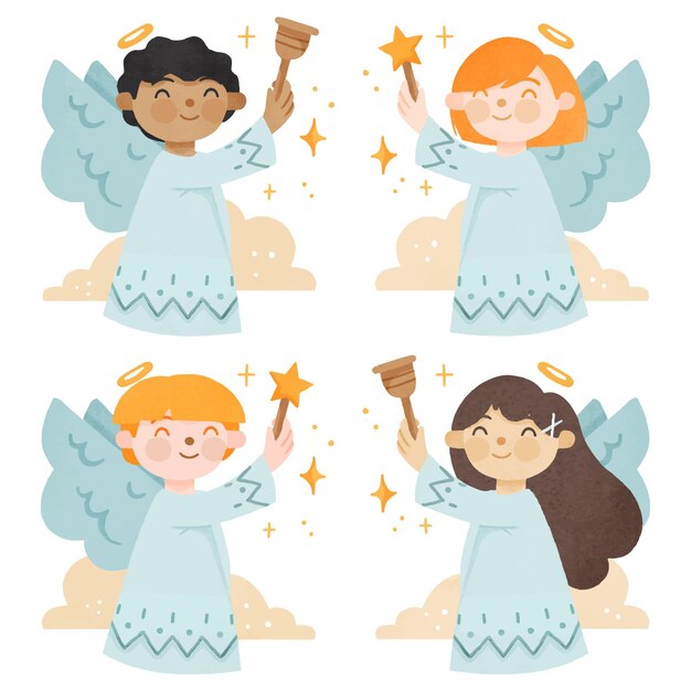 Pack acuarela angel navideño