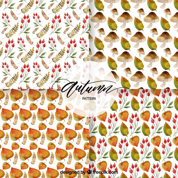 Pack adorable de patrones de otoño en acuarela