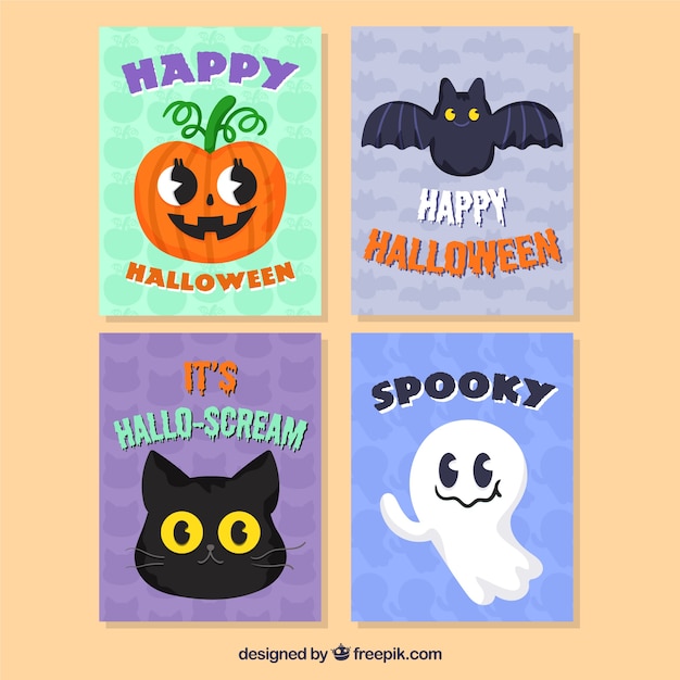 Pack adorable de tarjetas de halloween