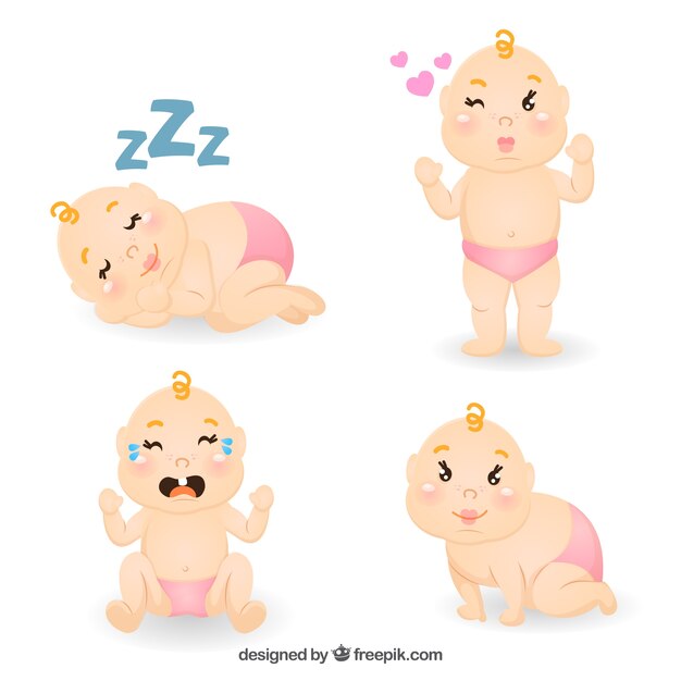 Pack de adorables bebés dibujados a mano