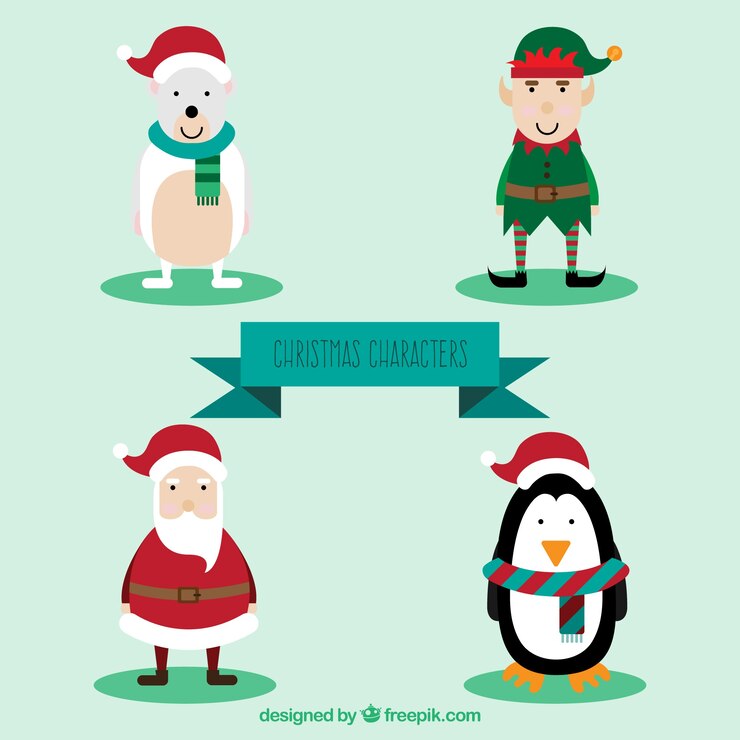 Vector gratuito pack de adorables y divertidos personajes navideños