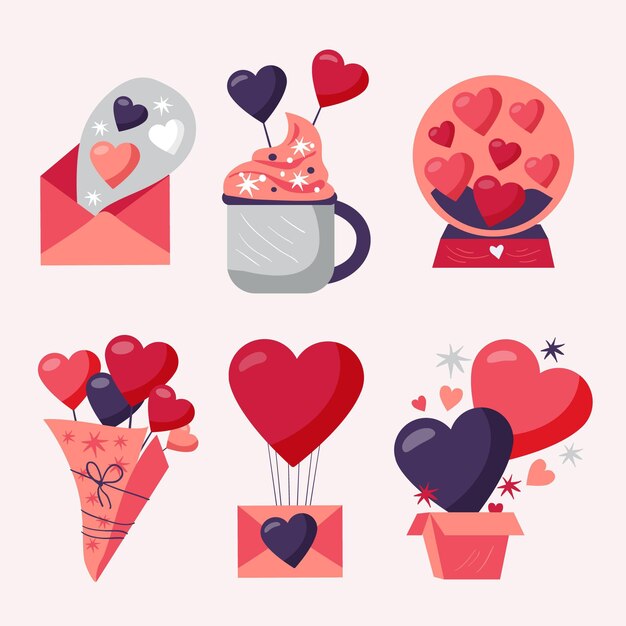 Pack de adorables elementos de san valentín