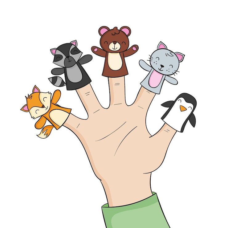 Vector gratuito pack de adorables marionetas de dedo dibujadas a mano