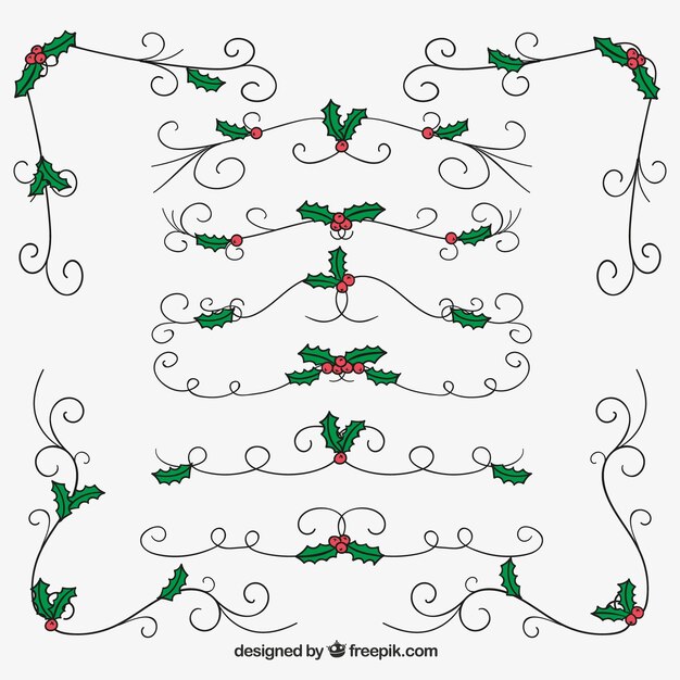Pack de adornos dibujados a mano para navidad