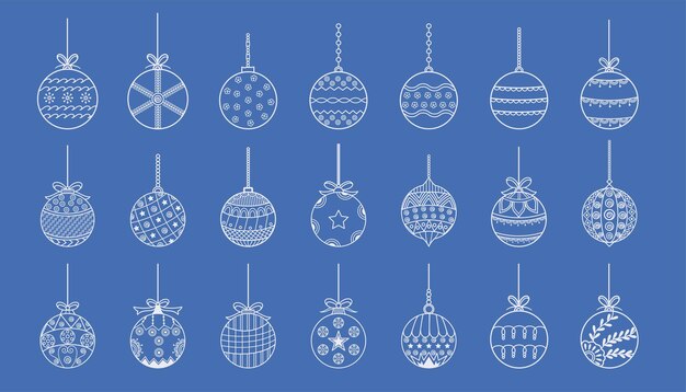 Pack de adornos navideños dorados diseño en línea stylevector