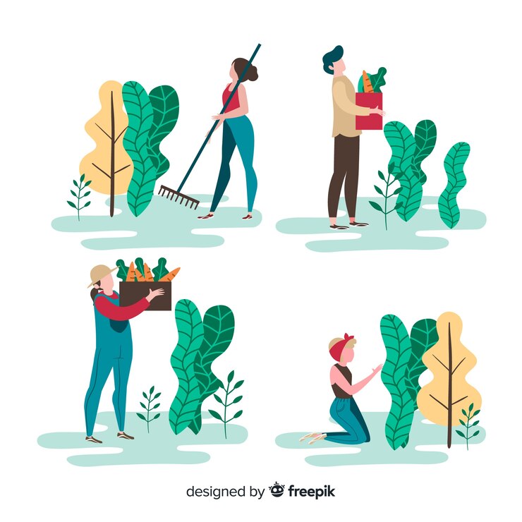 Vector gratuito pack de agricultores trabajando ilustrado