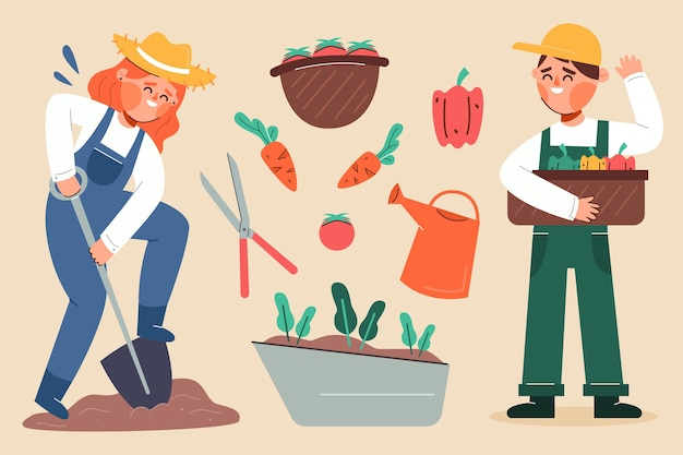 Vector gratuito pack de agricultores