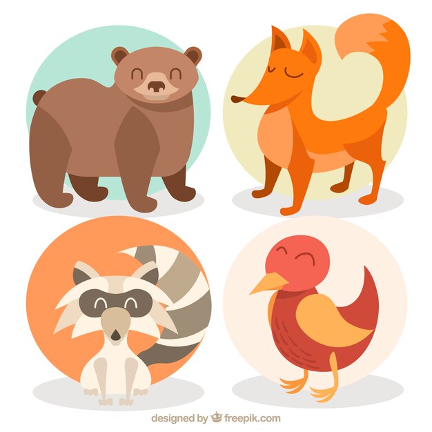 Pack de animales de bosque de invierno flat