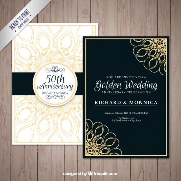 Pack de de boda de oro | Vector Gratis