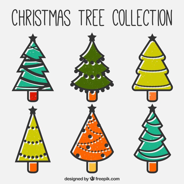 Pack de árboles coloridos para navidad