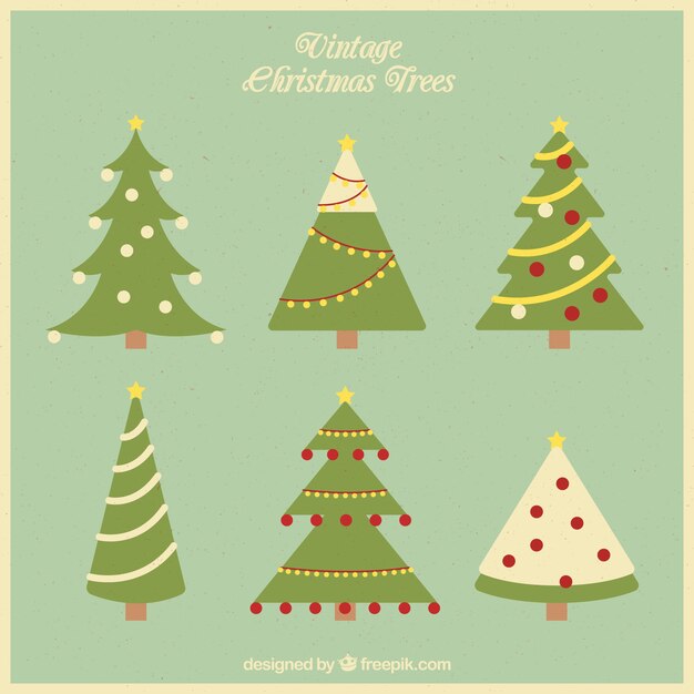 Pack de árboles de navidad vintage