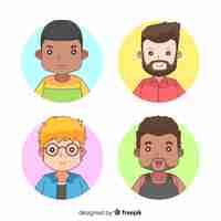 Vector gratuito pack avatar de hombres dibujos animados