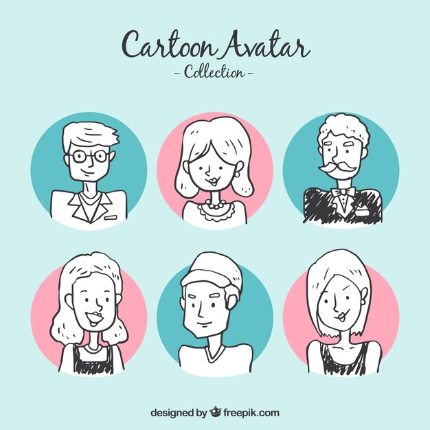 Pack de avatares dibujados a mano 