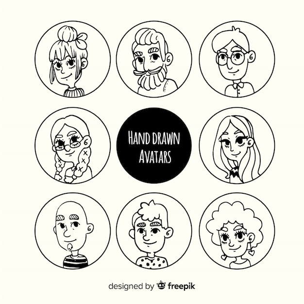 Pack avatares dibujos animados sin color