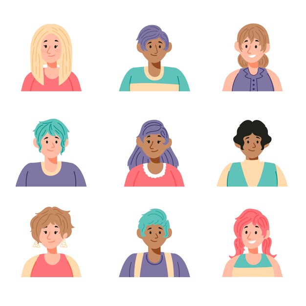 Pack de avatares de diferentes personas
