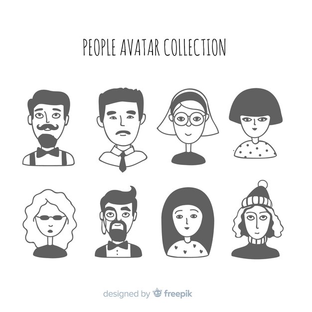 Pack avatares de gente dibujados a mano