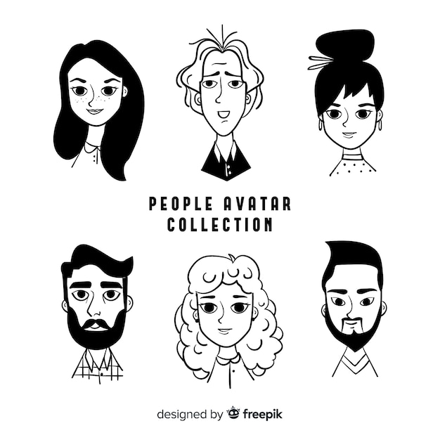 Pack avatares de gente dibujados a mano