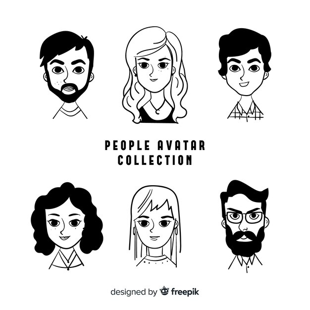 Pack avatares de gente dibujados a mano