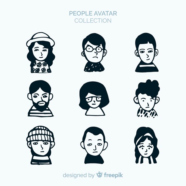 Pack avatares personas dibujados a mano