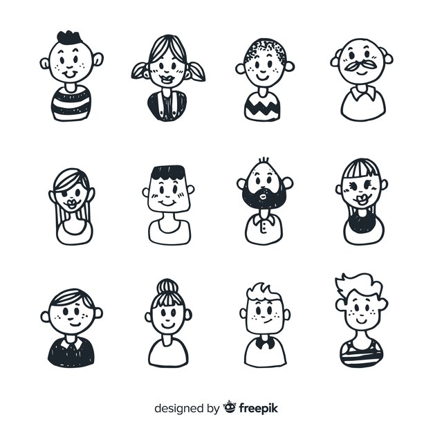 Pack avatares personas dibujos animados