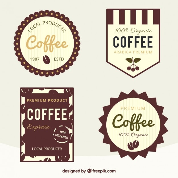 Vector gratuito pack de badges de café en estilo vintage