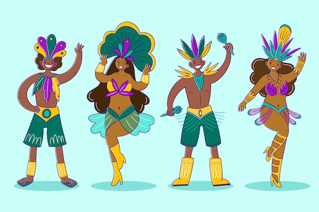 Vector gratuito pack bailarina de carnaval brasileño