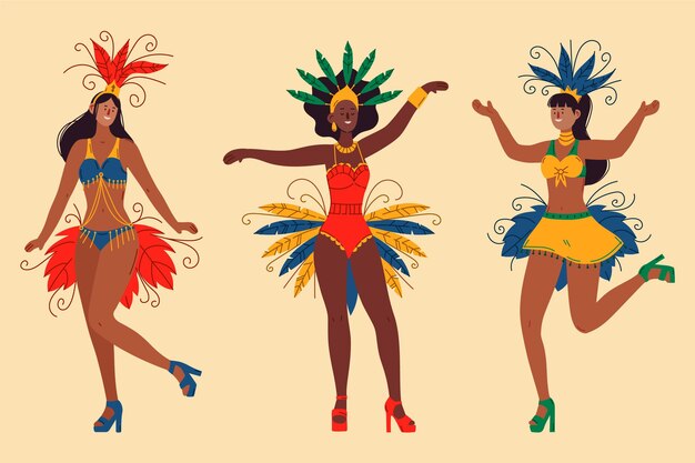 Pack bailarina de carnaval brasileño