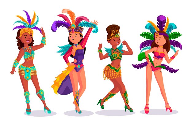 Pack bailarina ilustrada del carnaval brasileño