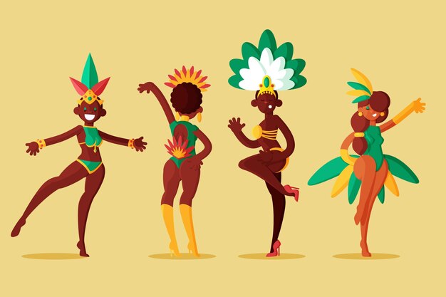 Pack bailarina ilustrada carnaval brasileño