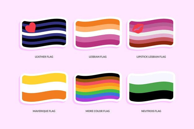 Pack de banderas lgbt del mes del orgullo de diseño plano